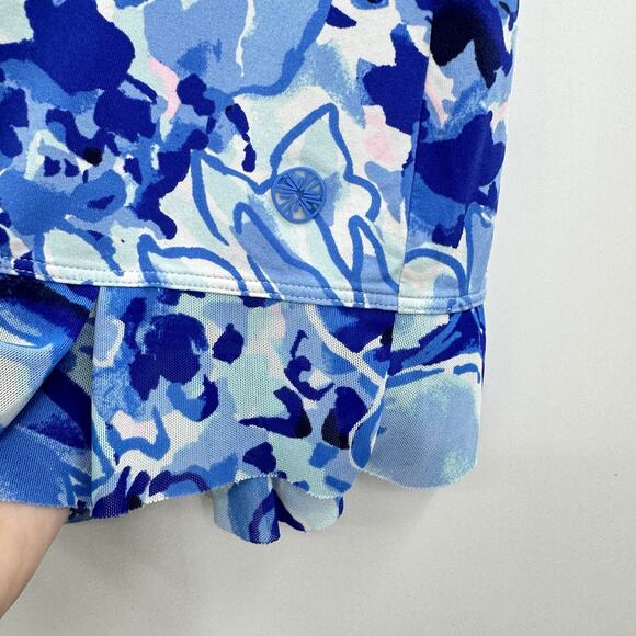 Lilly Pulitzer Luxletic Skort Sz L Blue Floral Print Catch and Keep UPF50+ Nylon - Picture 4 of 11